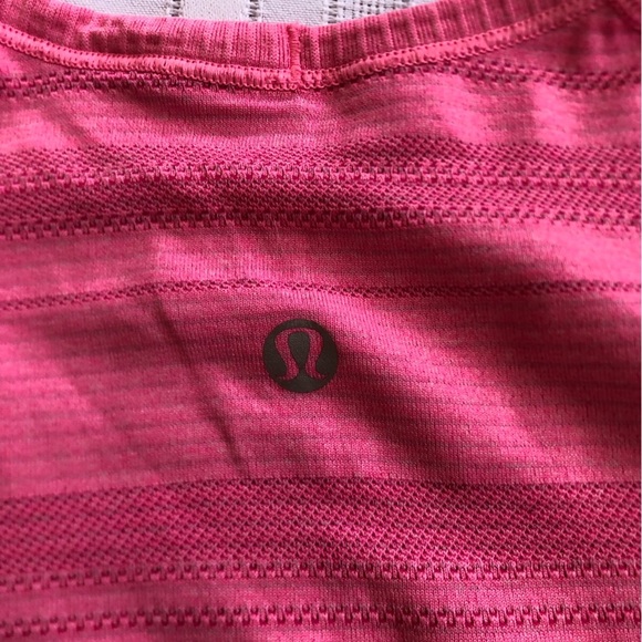 Lululemon Pink Striped Short Sleeve Top - Picture 8 of 13